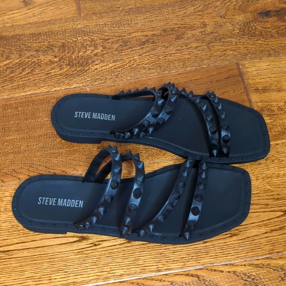 Steve Madden Spiked Sandals Black